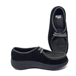 Fitflop Loaff Black Suede Lace-Up Moccasins Shoes Women's Size 6